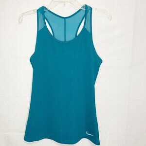 Nike Dri-Fit Racerback Tank Top Women's Size S Teal Mesh Running Athletic Shirt
